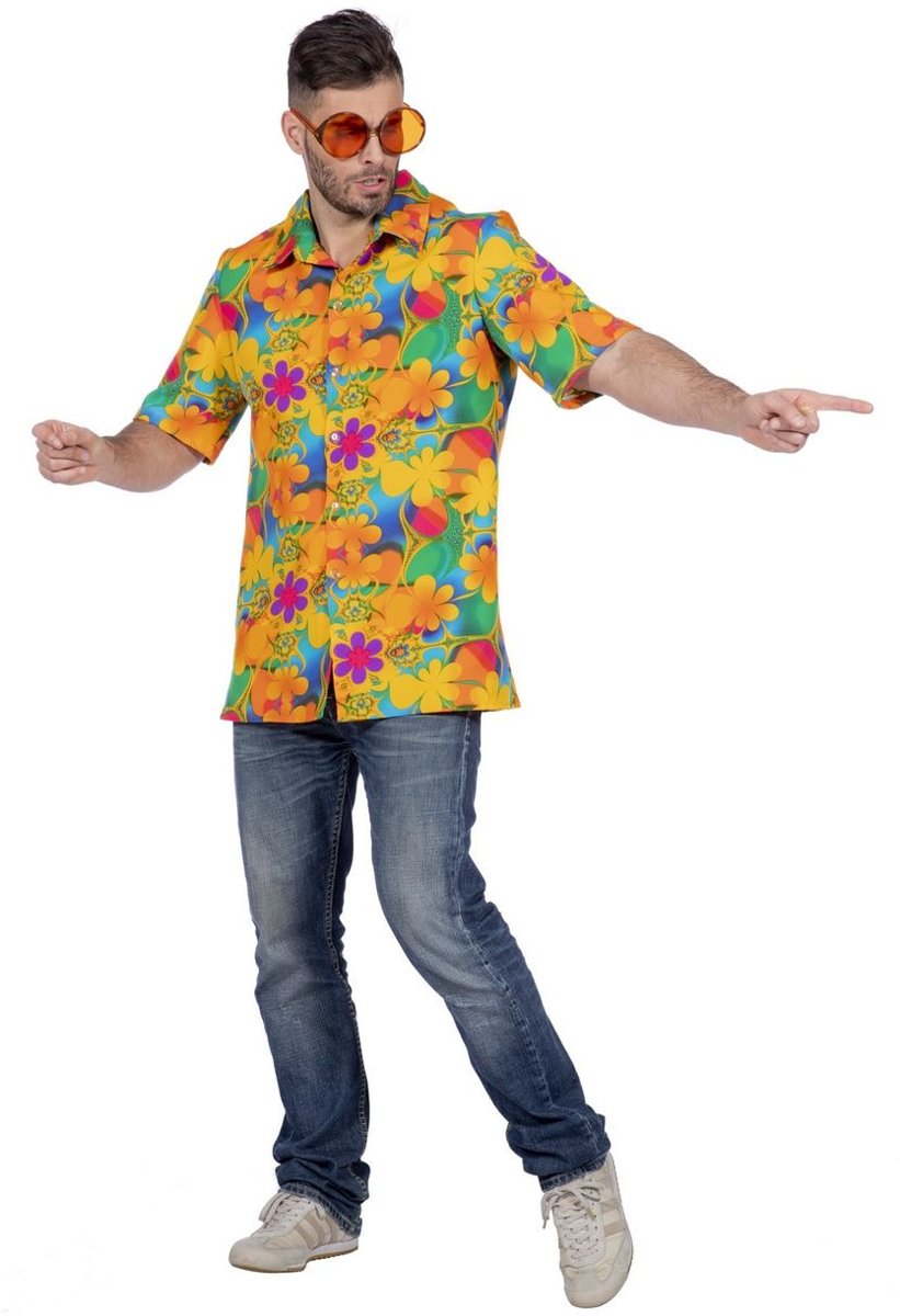 Hawaii & Carribean & Tropisch Kostuum | Hemd Honderd Hawaiiaanse Tropische Bloemen Man | Maat 48 | Carnaval kostuum | Verkleedkleding